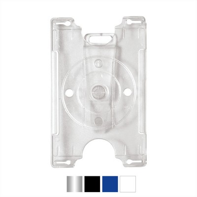 2.62" W x 3.58" H - Multi-Directional Rigid Card Holder with Rotating Clip (Blank)