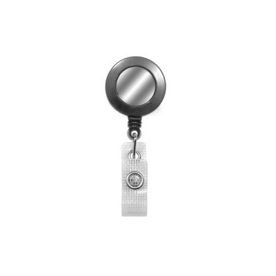 Round Solid Opaque Clip On Fast Ship Plastic Badge Reel (Gray)