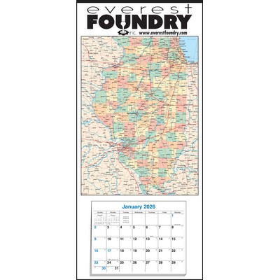 Large Illinois State Map Full Apron Calendar