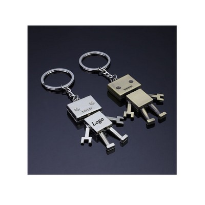 Robot-Shaped Metal Keychain