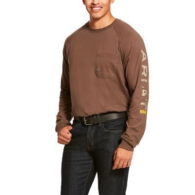 Rebar® Cotton Strong™ Moss Brown & Camo Graphic Long Sleeve T-Shirt