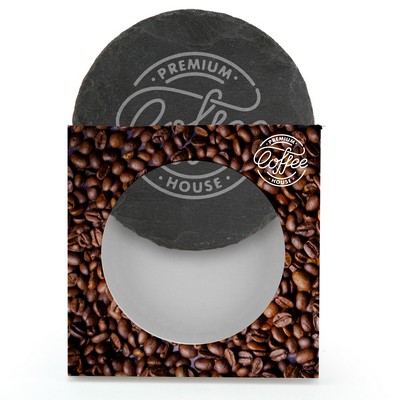 Round Slate Coaster In Gift Box