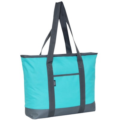 Everest Shopping Tote, Aqua Blue/Gray