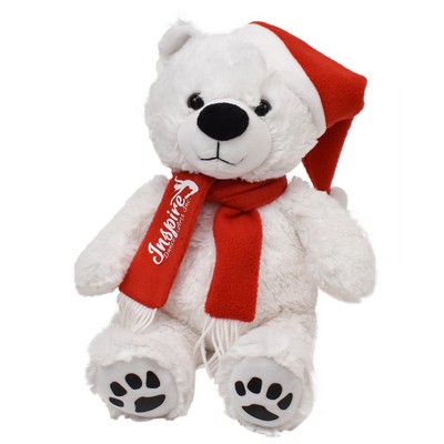 11" Justin Bear w/Christmas Hat & Scarf