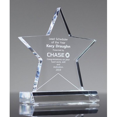 Acrylic Star Award With Base, Clear, Medium (6" x 6-3/4")