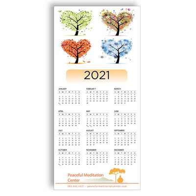 Z-Fold Personalized Greeting Calendar - Four Seasons Heart Trees