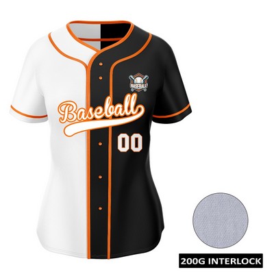 Women's Sublimation Full-Button Baseball Jersey - 200G Interlock