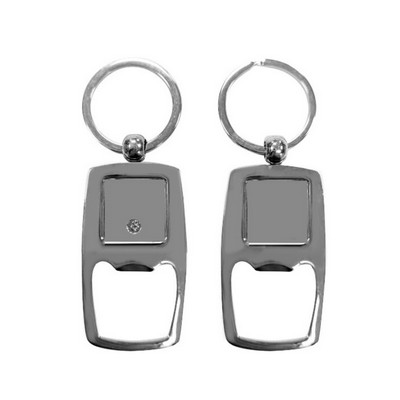 Rectangular Metal Bottle Opener Keyring