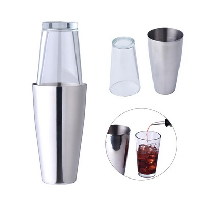 Glass & Stainless Steel Boston Cocktail Shaker