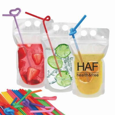 16oz Hand-held Closable Zipper Drinking Pouches With Straw