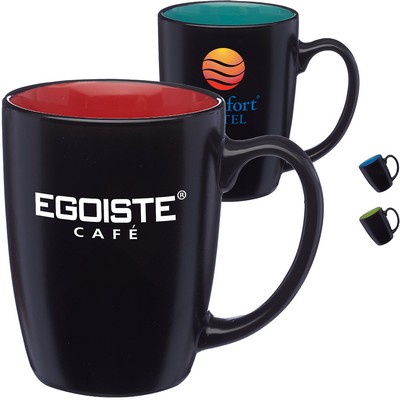 12 oz Two-Tone Black ceramic Coffee Mug w/ Custom Imprint