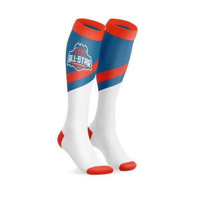 360 Degree Digital Print Poly-Spandex Basketball Crew Socks