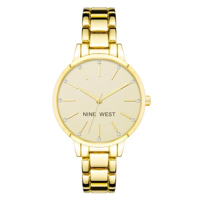 Nine West® Women's Crystal Accented Gold Bracelet Watch