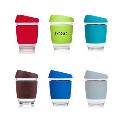 12 Oz Glass Reusable Cup With Lid