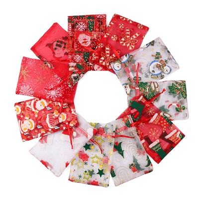 Christmas Organza Drawstring Gift Bag