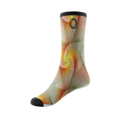 360 Degree Digital Print Poly-Spandex Crew Socks with Contrasting Toe