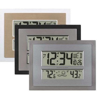 La Crosse® Atomic Digital Wall Clock w/Forecast (Gray/Silver)