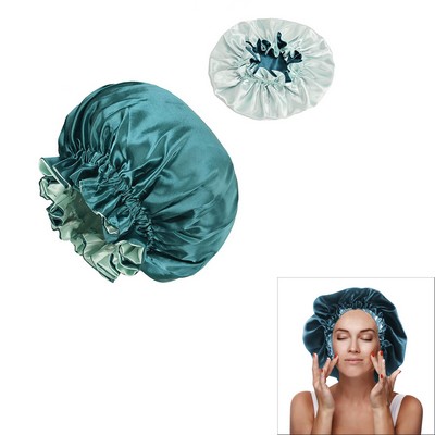 Elastic Double-Layer Satin Bonnet Cap