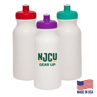 White Plastic Water Bottles W/ Push Cap -20 oz