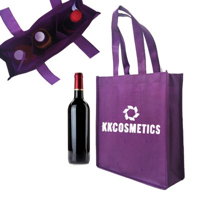 Non-Woven 3 Bottle Wine Tote Bag (10"x4"x11")