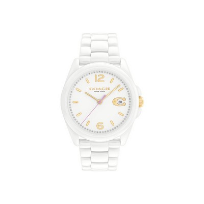 Coach® Grayson Ladies White Ceramic Watch w/White Dial