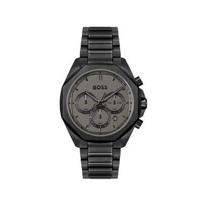 Hugo Boss Gent's Boss Center Court Black Ionic Plated Watch w/Black Dial