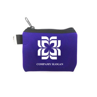 Neoprene Zipped Coin Bag with Key Ring