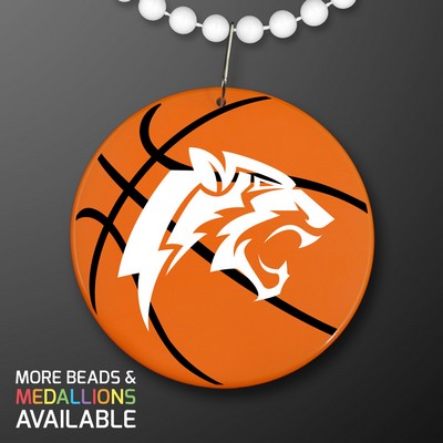 Basketball Medallions on White Beads Necklace (NON-Light Up)