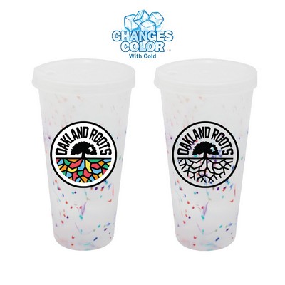 Mood 26 oz. Rainbow Confetti Tumbler with Lid