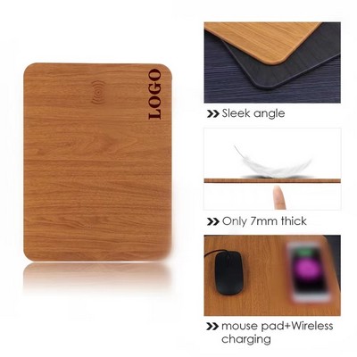 Wood Grain Charging Mouse Pad