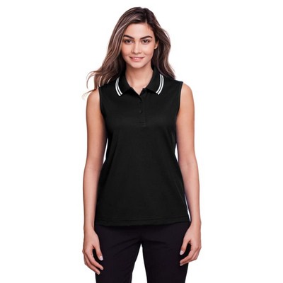 Devon & Jones Ladies' CrownLux Performance™ Plaited Tipped Sleeveless Polo