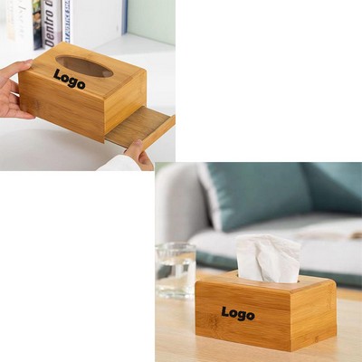 6"x5" Rectangular Eco-Friendly Water-Resistant Rectangular Bamboo Wooden Tissue Box