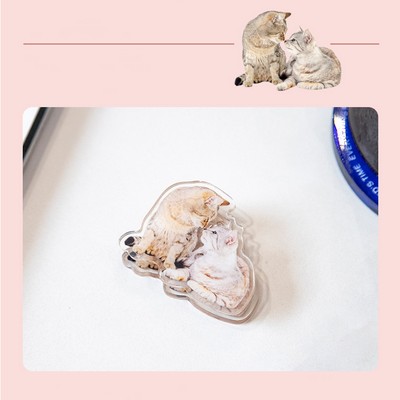 Cute Cat Shaped Acrylic Album Memo Clip Bag Binder Sealing Clip Food Bag Clamp-Two Sides Imprint