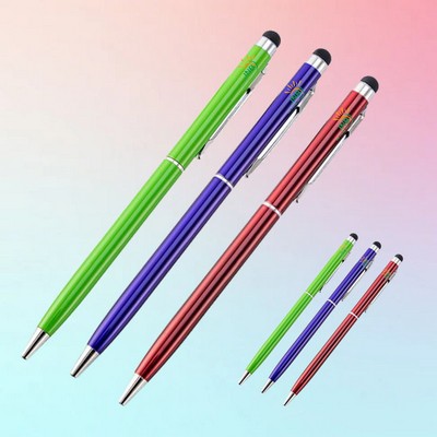 2-In-1 Soft To Touch Slim Aluminum Metal Ballpoint Pen