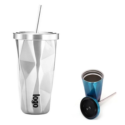 Irregularly Stainless Steel Cup With Straw