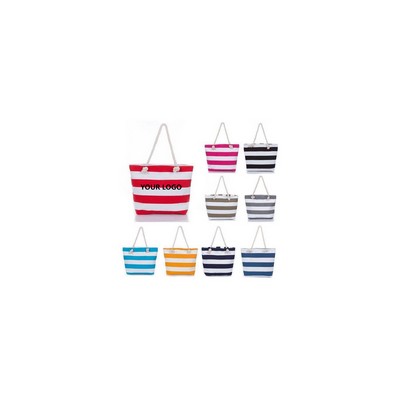 Zippered Cotton Canvas Boat Tote