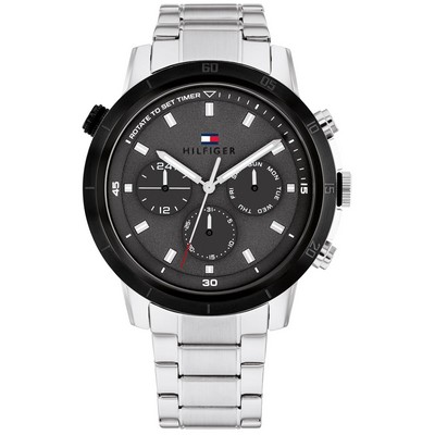 Tommy Hilfiger® Gents Stainless Steel Watch w/Dark Gray Multi-Functional Dial