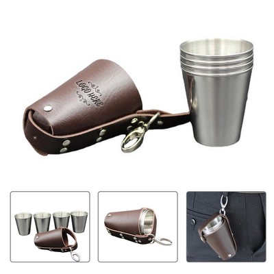 Stainless Steel Cup w/ Leather Holder