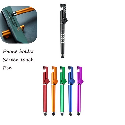 3-in-1 Multifunctional ABS QR Code Stylus/Ballpoint Pen w/Phone Holder Stand