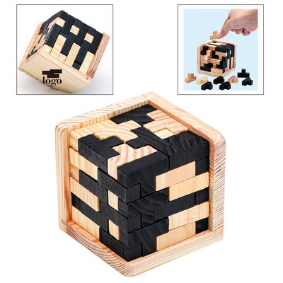 3D Wooden Brain Teaser Puzzle Cube