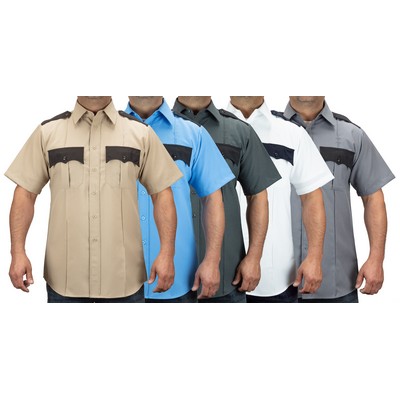 First Class 100% Polyester Two Tone Short Sleeve Uniform Shirt