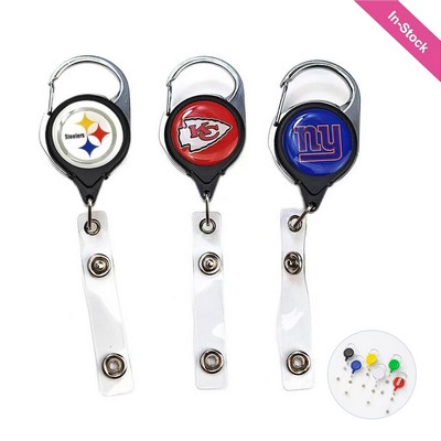 Epoxy Dome Round Retractable Badge Holder with Clip