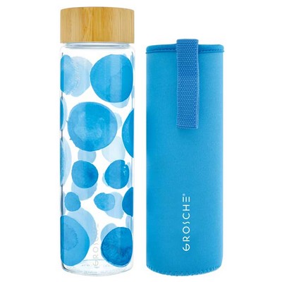 Venice Glass Water Bottle - Blue Water Color - 650ml 22 fl oz