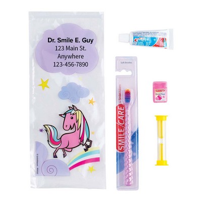 Custom Youth Unicorn Zippered Bag Dental Kits