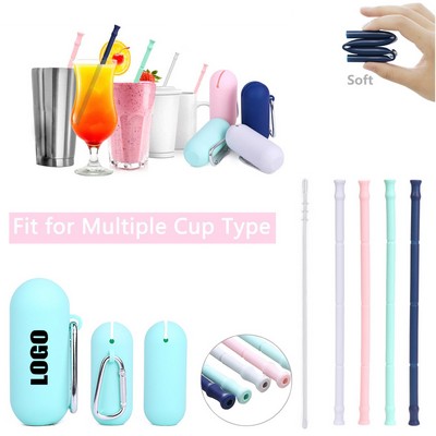 Foldable Silicone Straw With Pouch