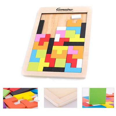 Natural Wood Tetris Puzzle