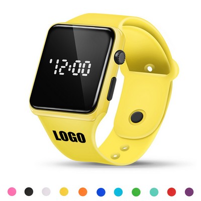 Sports Watch with White Digital Square Dial Adjustable Band Detachable Design