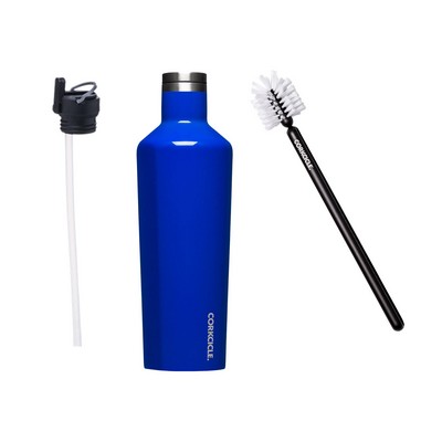 Corkcicle® 25 Oz. Canteen W/Bottle Brush & Canteen Cap W/Straw - Gloss Cobalt