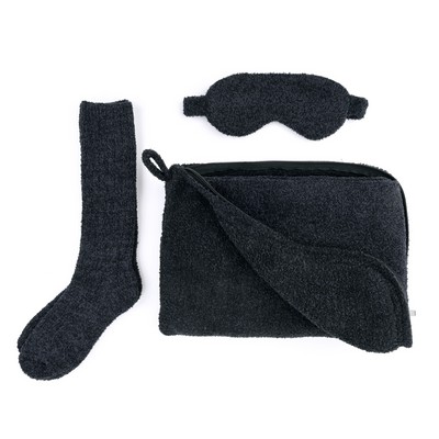 Travel Blanket / Socks / Eye Mask Set - Fleck - Kash-lounge™ - Onyx w/ Shadow Fleck - 32*48