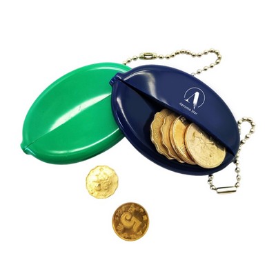 Oval Sof-Touch Squeeze Coin Purse Keyring